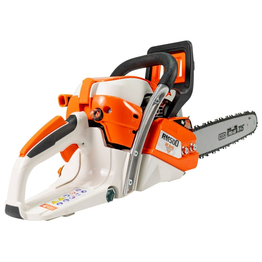 Drujba pe benzina Ruris RM500, putere 3.3 CP 50.9 CC, motor 2 timpi, lungime sina 45 cm, lant 0.325” 1.5 RS