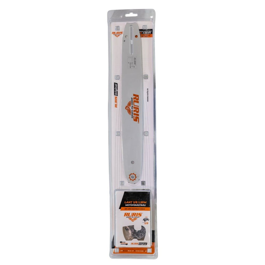 Pachet șină și lanț motoferăstrău Ruris 33035, 26+1 dinți, pas 3/8", 1.3 mm, 35 cm