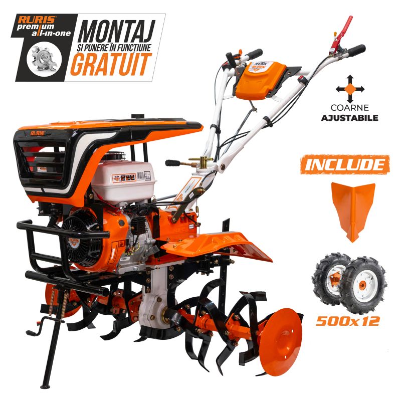 Motosăpătoare profesională RURIS 915K, 15 CP, 420 cc, lățime lucru 750-1100 mm + roti 500 x 12 + rariță