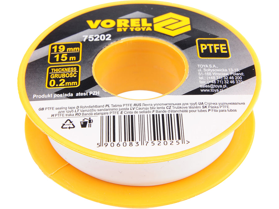 Bandă teflon 19x0.2mm 15m Vorel 75202