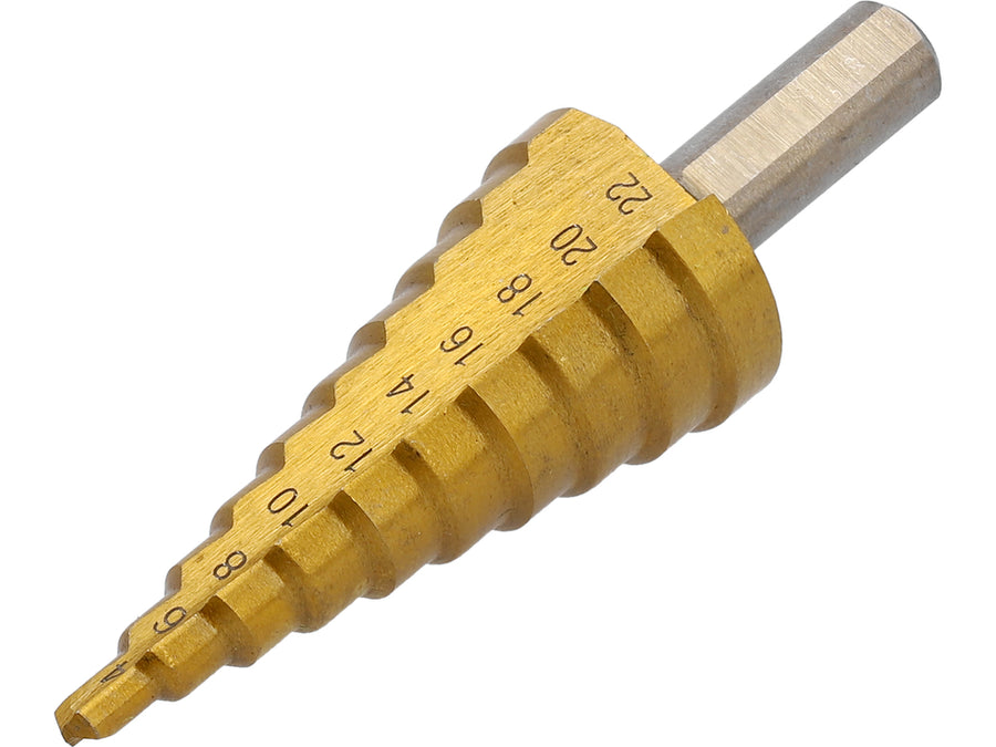 Burghiu în trepte, 4-22 mm, 10 trepte, HSS-TiN, Yato YT-44741