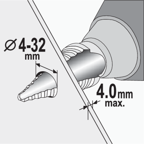 Burghiu în trepte, 4-32mm, HSS, acoperit cu titan, 15 trepte, Sthor 22612
