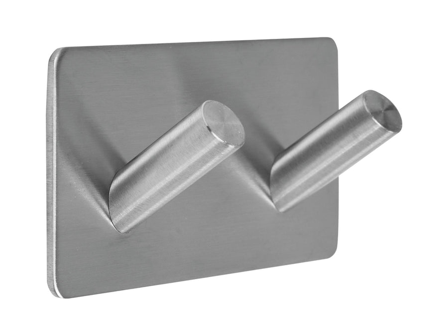 Cârlig dublu baie prindere adezivă 3M oțel inox 45x90x25mm Fala 69373
