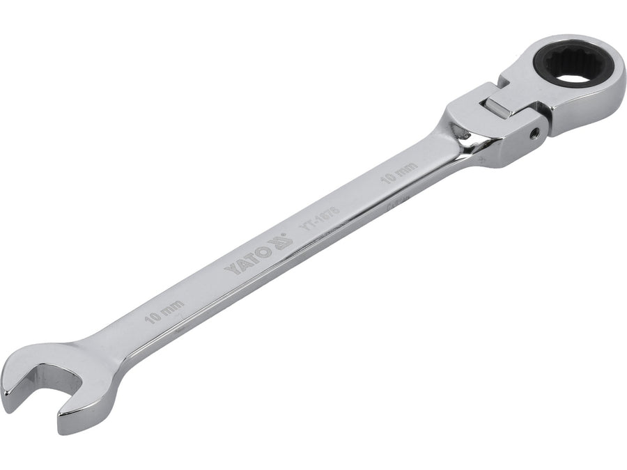 Cheie combinată cu clichet și cap flexibil, 10 mm, Yato YT-1676