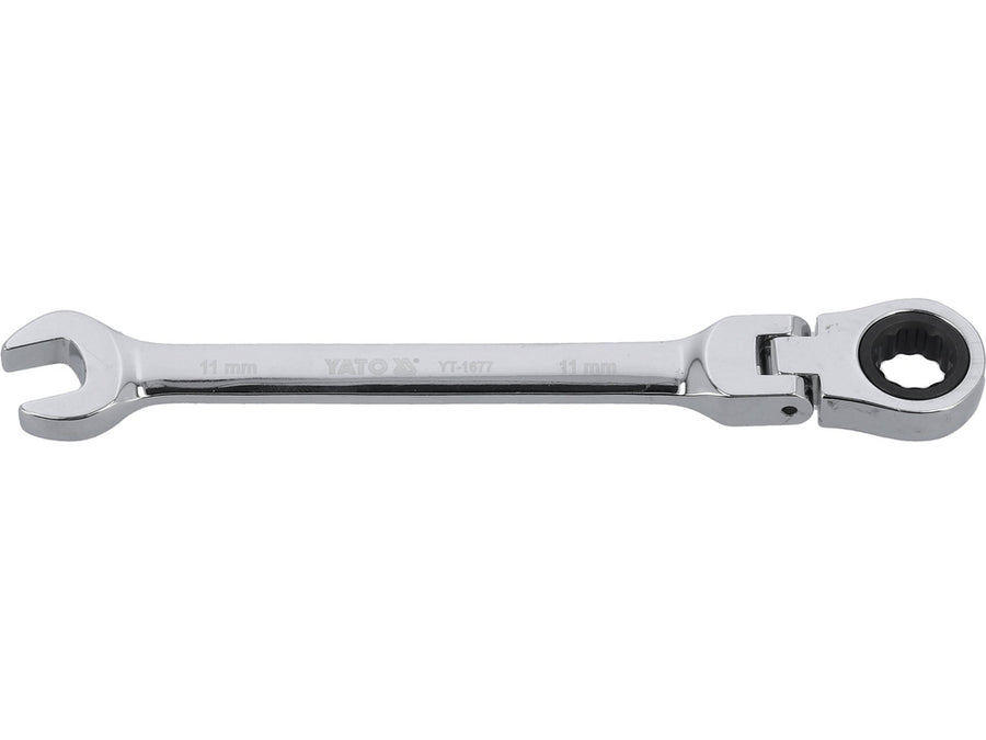 Cheie combinată cu clichet și cap flexibil, 11 mm, Yato YT-1677