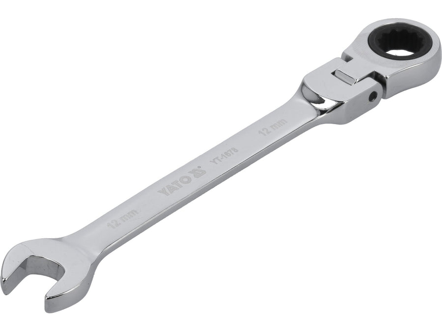 Cheie combinată cu clichet și cap flexibil, 12 mm, Yato YT-1678