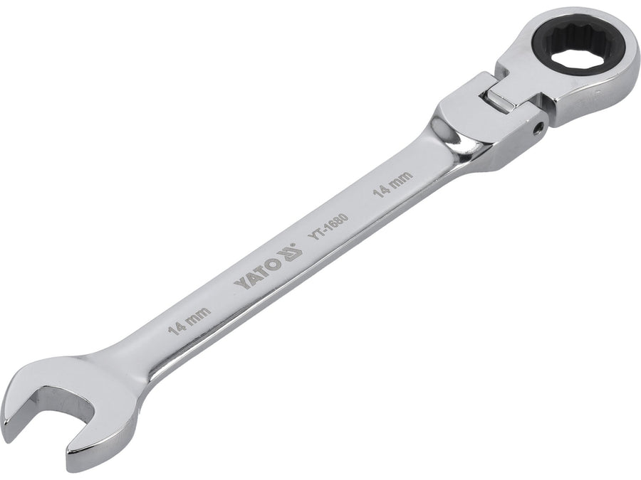 Cheie combinată cu clichet și cap flexibil, 14 mm, Yato YT-1680