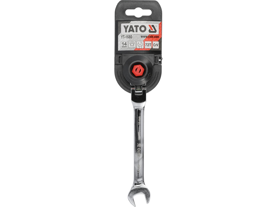 Cheie combinată cu clichet și cap flexibil, 14 mm, Yato YT-1680