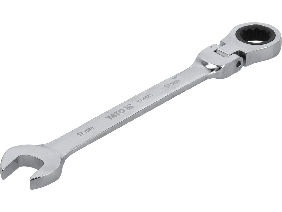 Cheie combinată cu clichet și cap flexibil, 17 mm, Yato YT-1683