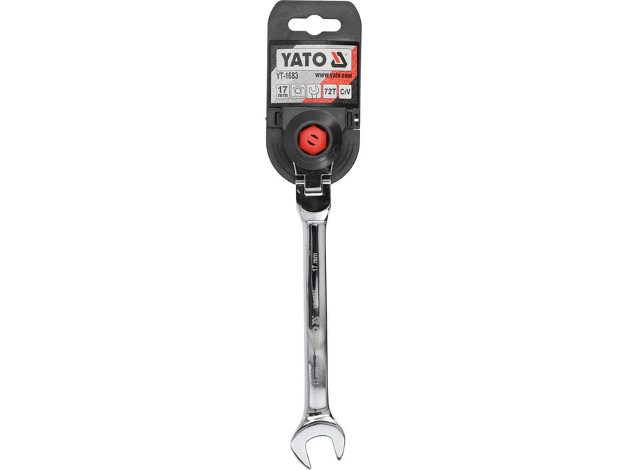 Cheie combinată cu clichet și cap flexibil, 17 mm, Yato YT-1683