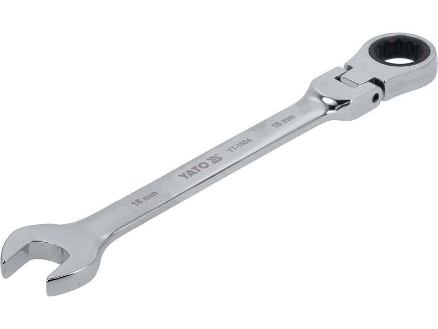 Cheie combinată cu clichet și cap flexibil, 18 mm, Yato YT-1684