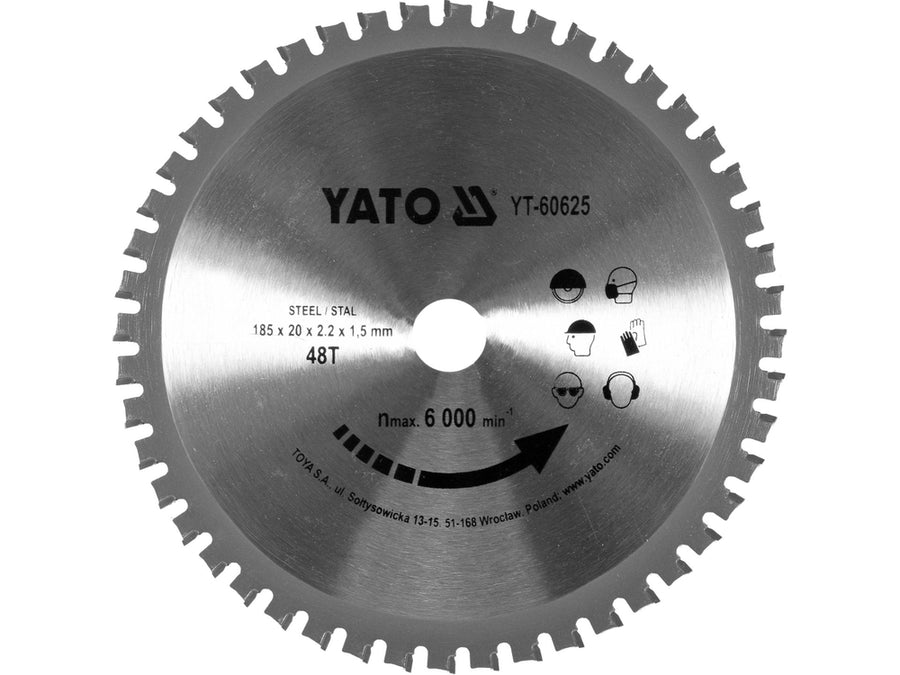 Disc circular vidia pentru metal, 185 x 20 mm, 48T, Yato YT-60625