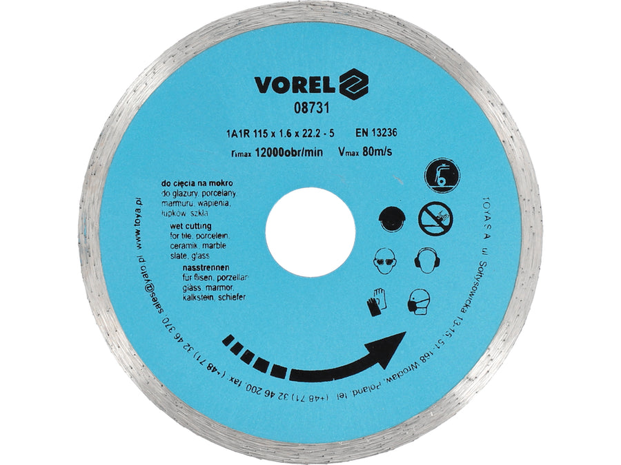 Disc diamantat continuu, 115 x 22.2 mm, Vorel 08731