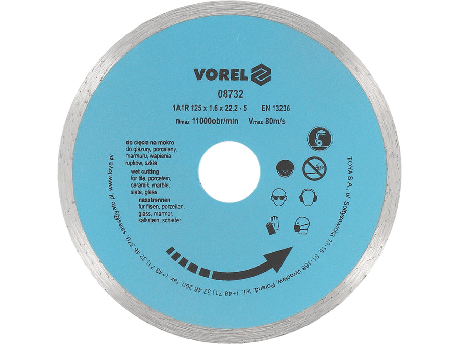 Disc diamantat continuu, 125 x 22.2 mm, Vorel 08732