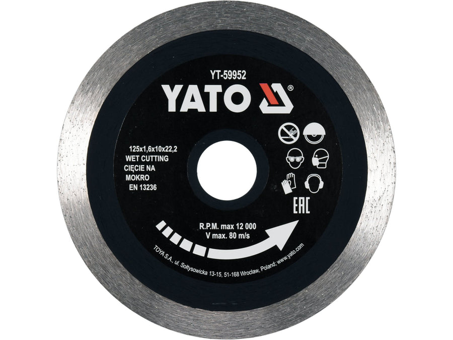 Disc diamantat continuu pentru ceramică, 125 x 22.2 x 1.6 mm, Yato YT-59952