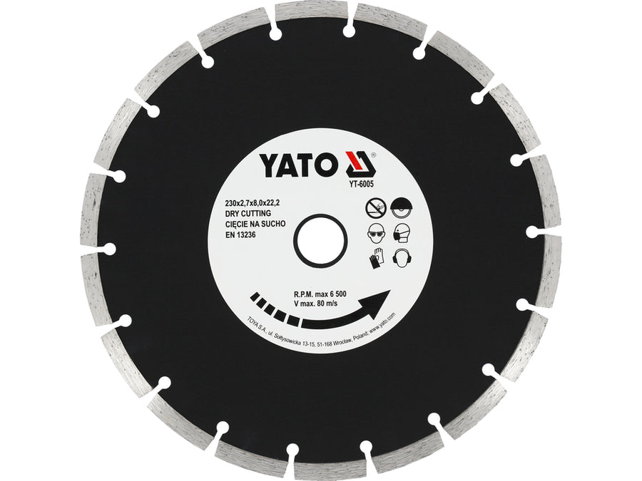 Disc diamantat segmentat HS, 230 x 22.2 x 2.7 mm, Yato YT-6005