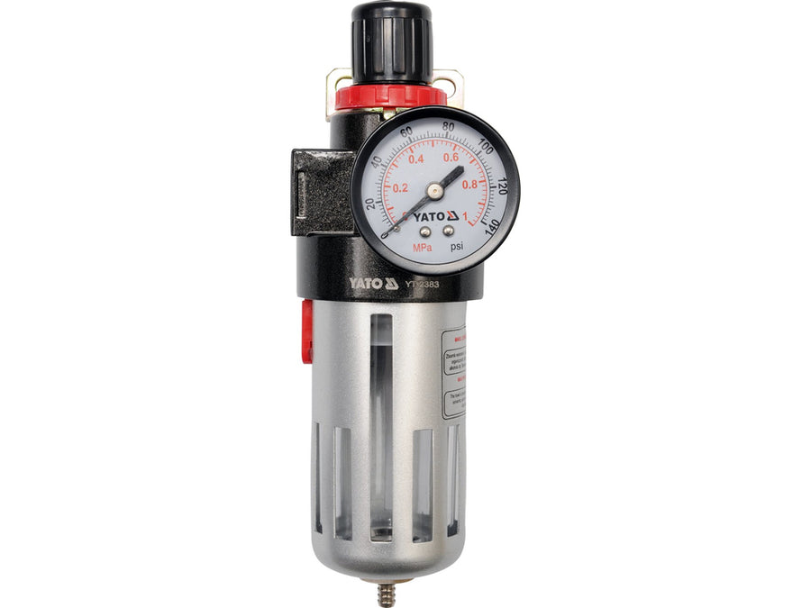 Filtru de aer cu reductor și manometru, 1/2" (12.7 mm), 90 cm³, Yato YT-2383