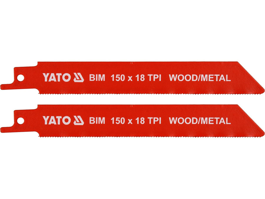 Set 2 lame pentru fierăstrău sabie, 150 mm, 18 TPI, bimetal (BiM), Yato YT-33931