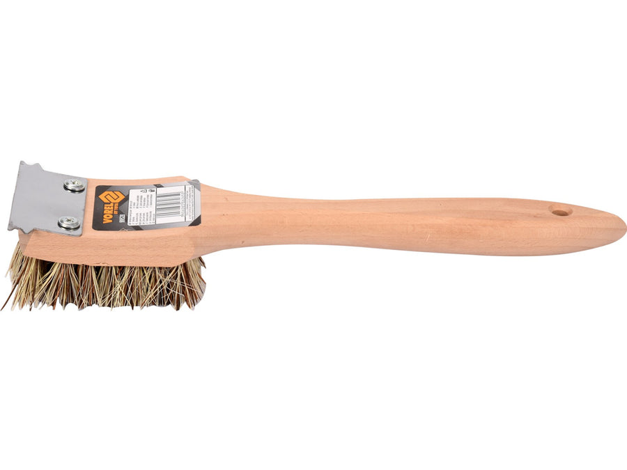 Perie manuală pentru grătar, cu peri naturali (fibra de agave), și racletă, Vorel 99528