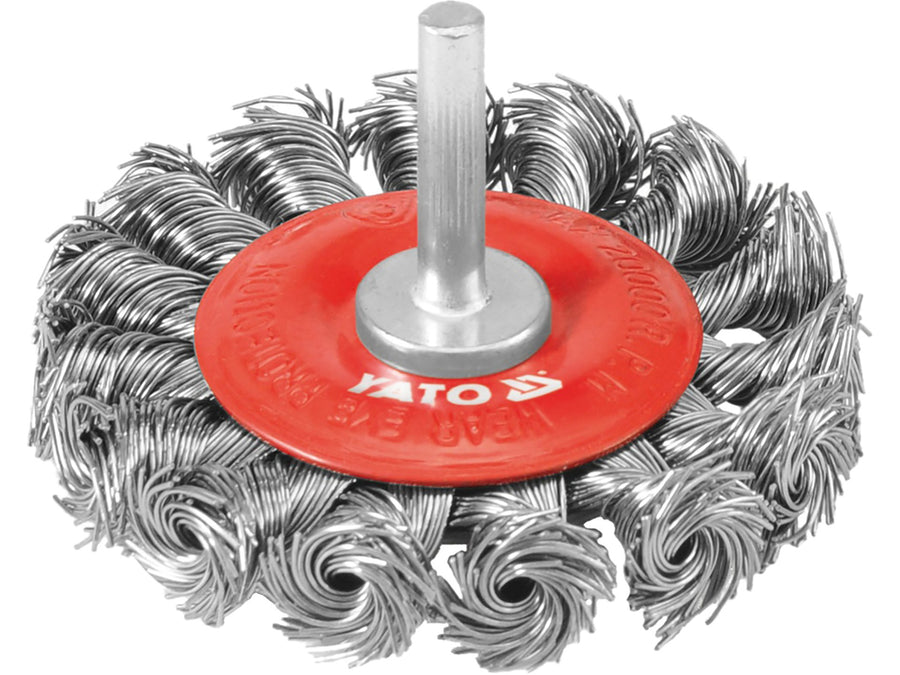 Perie circulară tip disc cu tijă, 75 mm, sârmă împletită, Yato YT-4759