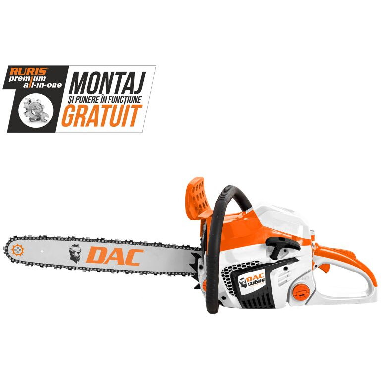Drujba pe benzina Ruris DAC 506RS, putere 4 CP 54.5 CC, motor 2 timpi, lungime sina 45 cm, lant 325 1.5 RS