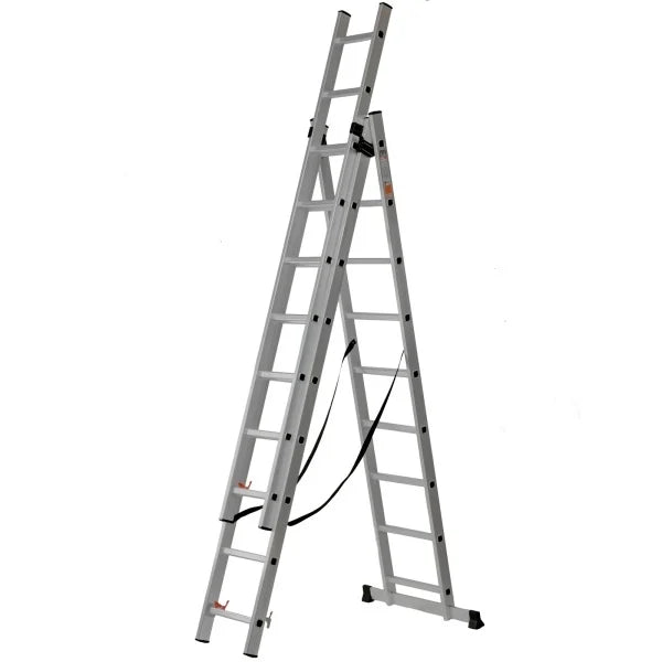 Scara aluminiu, multifunctionala, 3 x 9 trepte, inaltime 6.48 m, 150 kg