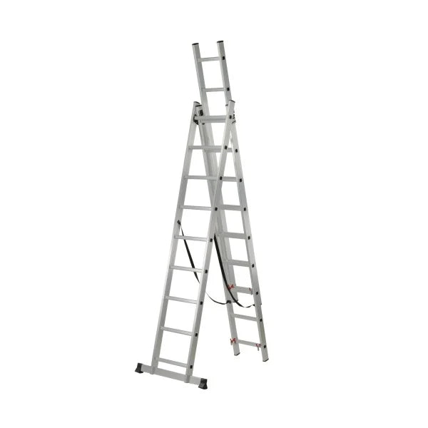 Scara aluminiu, multifunctionala, 3 x 9 trepte, inaltime 6.48 m, 150 kg